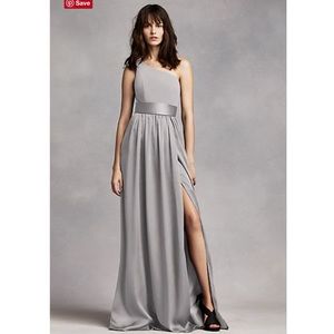 Vera Wang One shoulder dress with satin sash